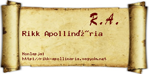 Rikk Apollinária névjegykártya